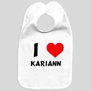 Baby bib with I Love Kariann (first name/surname/nickname)  Baby