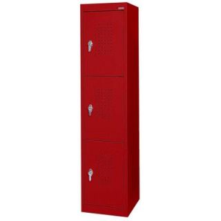 Sandusky 15 in. W x 66 in. H x 18 in. D 3 Tier Welded Storage Locker in Fire Engine Red LF33151866 01