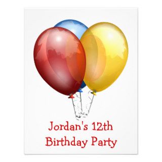 12th Birthday Party Balloons Red Blue Yellow 2 Announcement