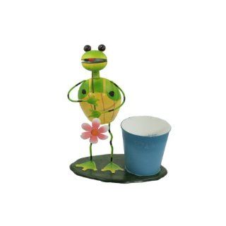 Essential Dcor Entrada Collection Frog Metal Planter with Bucket, 18 by 13.5 Inch  Flower Frogs  Patio, Lawn & Garden