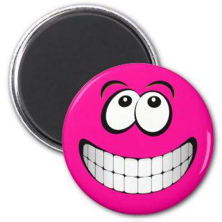 Pink Big Grin Smiley Face Fridge Magnets