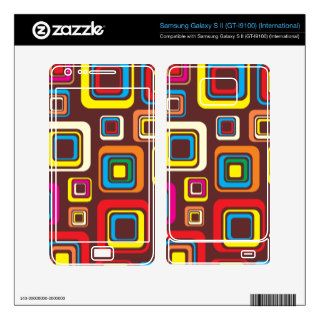 Groovy 70s Tile Pattern Squares On Brown Samsung Galaxy S II Decal