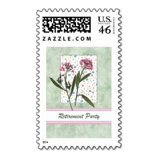 Spring Pink and Green Floral Retirement Postage Stamps