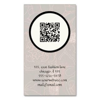 QR Code Chic Decorative Patchwork Flowers Red Business Card Templates