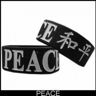 Peace Asian Symbol Designer Rubber Saying Bracelet #30 Clothing