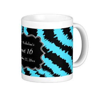 Sweet 16 Black and Turquoise Zebra Pattern Coffee Mug