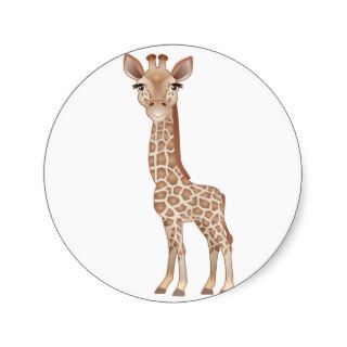 Baby Giraffe Round Stickers