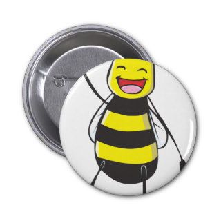 Happy Friendly Bee Saying Hi to You Button