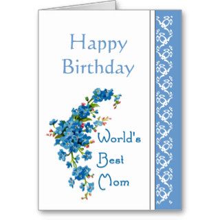 Mom Birthday Poem & Forget Me Not Flowers Greeting Cards