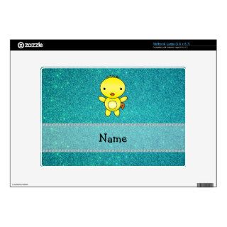 Personalized name chicken turquoise glitter skin for large netbook