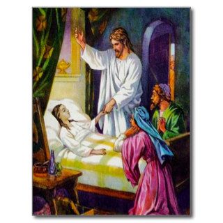 Matthew 918 26 Jesus Brings a Girl Back to Life p Post Card