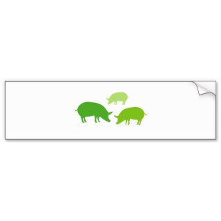 Pigs Looking for Food (Green) Bumper Stickers