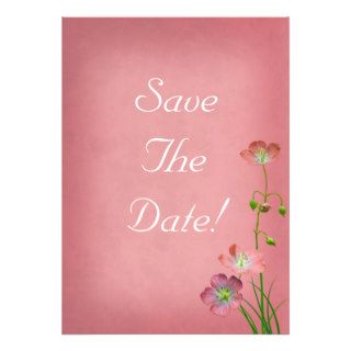 Pink Wildflower on Burgundy Wedding Personalized Announcement