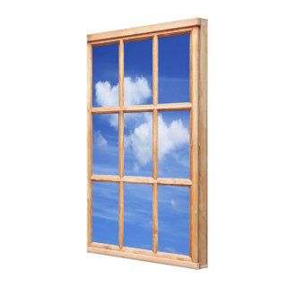 Sky and Clouds 3D Effect Window View Picture Gallery Wrapped Canvas