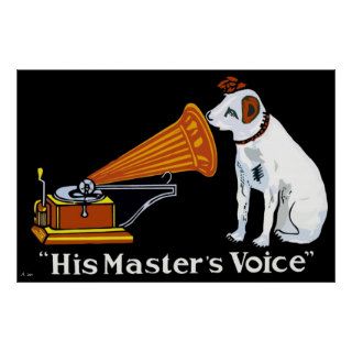 Retro his master's voice gramophone ad posters