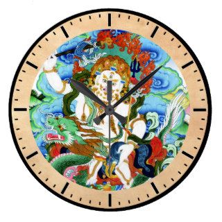 Cool oriental tibetan thangka god tattoo art wall clock