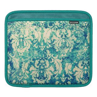 Vintage Blue and Green Damask Pattern Background Sleeves For iPads