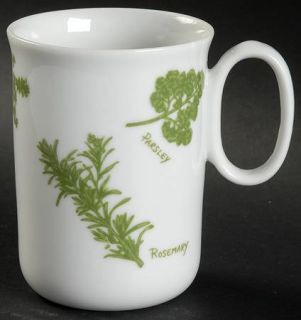 Taste Setter Herb Garden Mug, Fine China Dinnerware   Green Herb Sprigs & Names