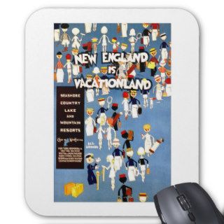 New England Vintage Travel Advertisement Mouse Pad