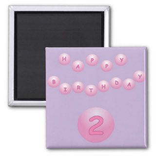 Pink Birthday Balls Age 2 Fridge Magnet