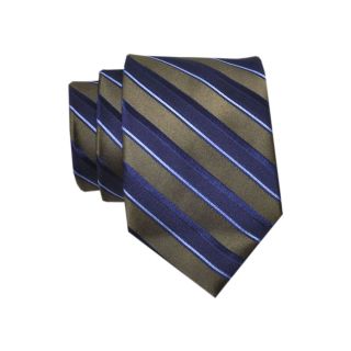 Stafford Derby Stripe Silk Tie, Green, Mens