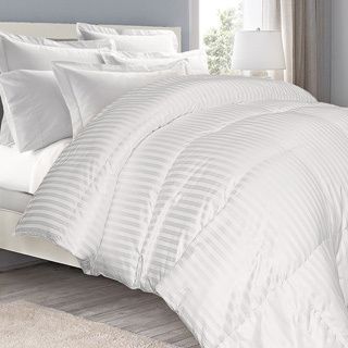 Damask Stripe Extra Warmth White Down Comforter