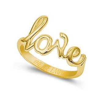 7MM 18K GOLD PLATED .925 STERLING SILVER CURSIVE STYLE "LOVE" BAND RING SIZE 4 10 Eternity Rings Jewelry