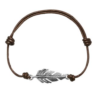 Bridge Jewelry Footnotes Silver Tone Leaf Brown Bracelet