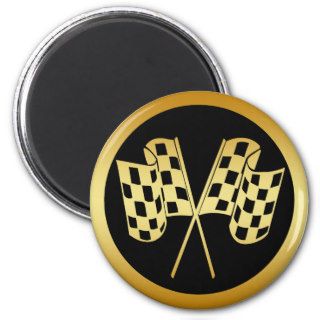 GOLD AND BLACK CHECKERED FLAG MAGNET
