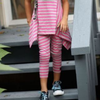 KidCuteTure Little Girls Size 8 Raspberry Silver Capri Knit Leggings Leggings Pants Clothing
