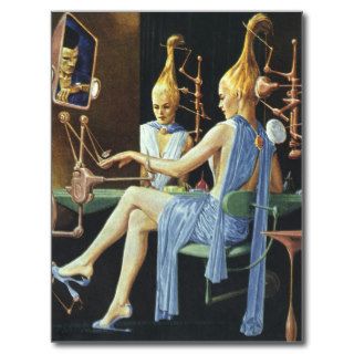 Vintage Science Fiction Spa Beauty Salon Manicures Postcard