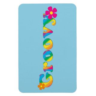 Groovy and Flowers Bright Colors 60s Hippie Design Magnets