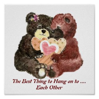 Cute Teddy Bear Love, Hearts and Hugs Quote Posters