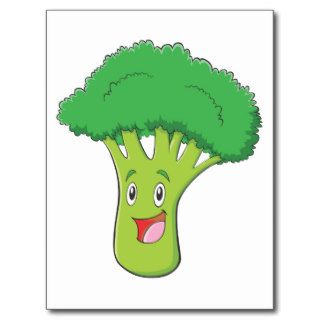 Happy Broccoli Vegetable Smiling Post Card
