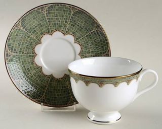 Lenox China Mosaico DItalia Mattonella Footed Cup & Saucer Set, Fine China Dinn