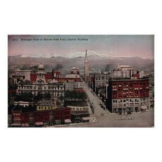 Bird's Eye View of Denver, CO in Early 1900's Print