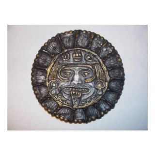 aztec/mayan  face in sun poster