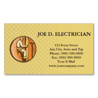 Electrician Climbing Utility Post Business Card Template