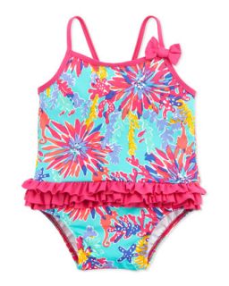 Isa Tropical Ruffle Trim Swimsuit   Lilly Pulitzer