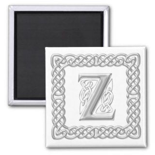 Silver Effect Celtic Knot Monogram Letter Z Fridge Magnet
