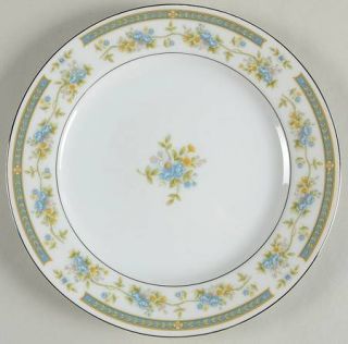 Sango Barclay Salad Plate, Fine China Dinnerware   Blue Band/Laurel,Blue&Yellow