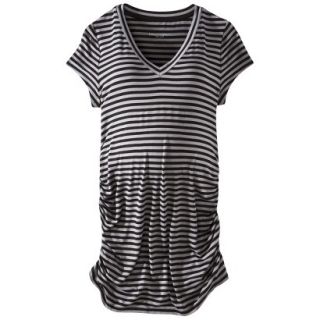 Liz Lange for Target Maternity Short Sleeve V Neck Tunic Top   Gray/Black S
