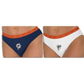 Dolphins College Concepts Women's NFL Foxy Girl Panty 2 Pac ( sz. XXL, White/Navy  Dolphins ) Clothing