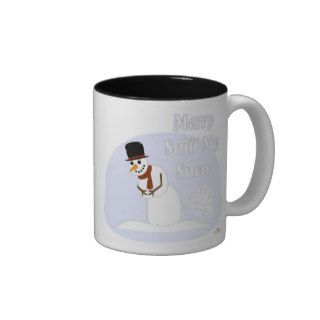 Snowman Farting Merry Sniff My Snow Blue Coffee Mugs
