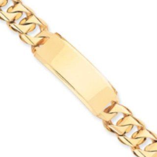 8.5 Inch 14k Gold Hand polished Traditional Heavy Link ID Bracelet Jewelry