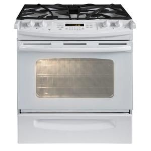 GE 4.1 cu. ft. Slide In Gas Range with Self Cleaning Oven in White JGSP42DETWW