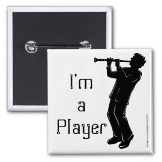 Clarinet Player Silhouette Button