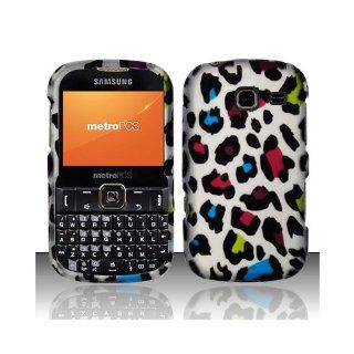 Silver Colorful Leopard Hard Cover Case for Samsung Comment Freeform III 3 SCH R380 Cell Phones & Accessories