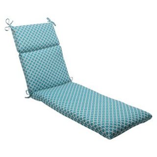 Outdoor Chaise Lounge Cushion   Teal/White Geometric