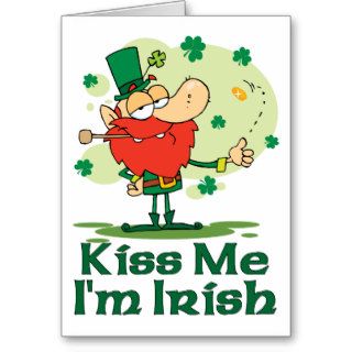 Kiss Me I'm Irish Funny Leprechaun Notecard